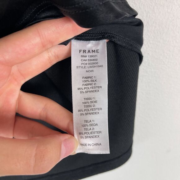 Frame Pre-Owned Black Silk Front Rib Back Racer Tank Top Size XS - Picture 4 of 6